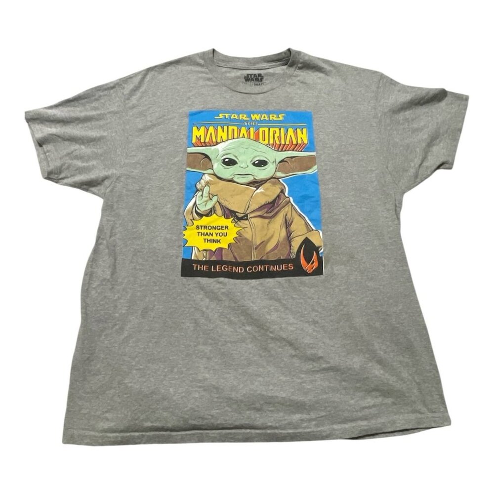 Star Wars Mandalorian Shirt Mens XL Gray Grogu Baby‎ Yoda Legend Continues Tee